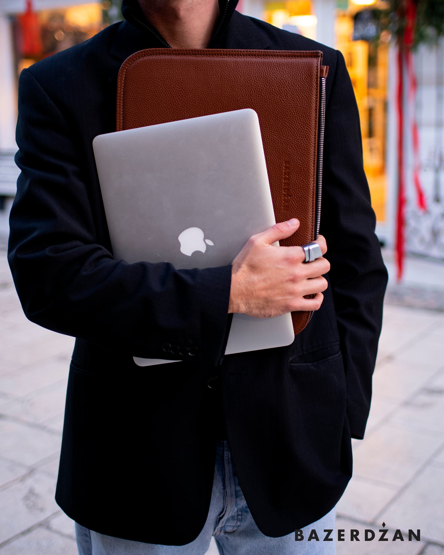 Brown Leather Laptop Case by Bazerdzan